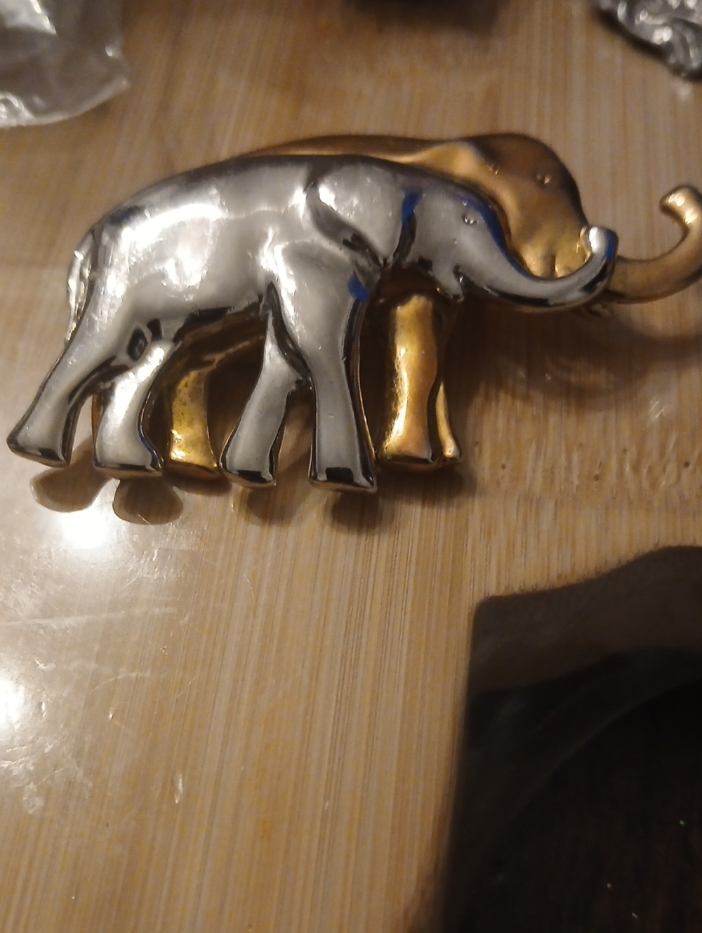 Two-Tone Elephant Accent Figurine - Silver and Gold
